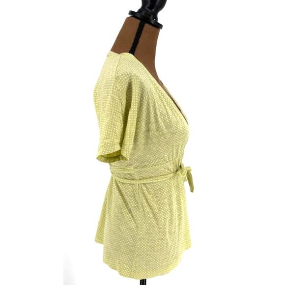 J. Crew Babydoll Blouse in Green with White Polka Dots – Size Medium - Picture 3 of 8